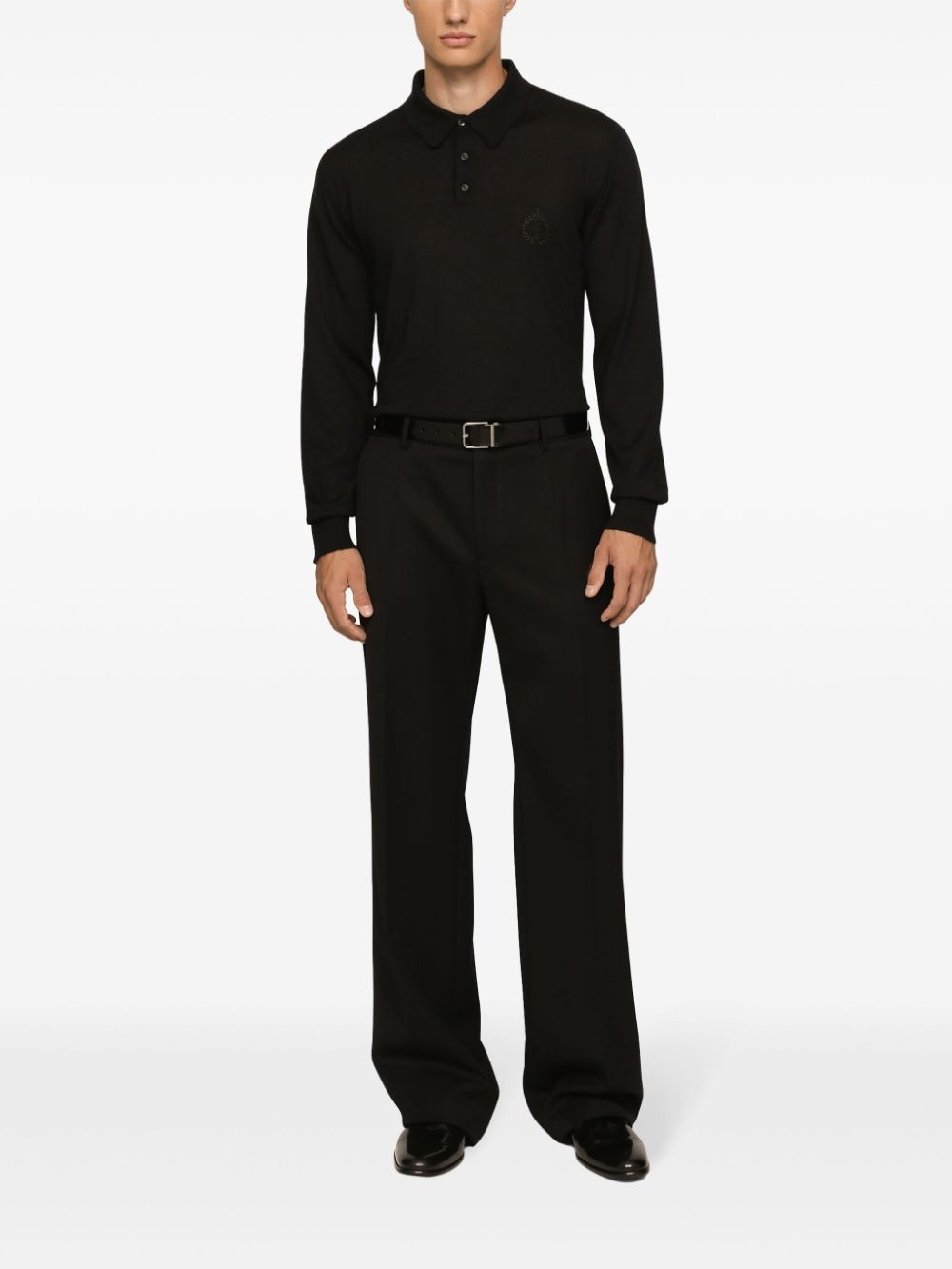 logo-embroidered cashmere polo shirt - 3