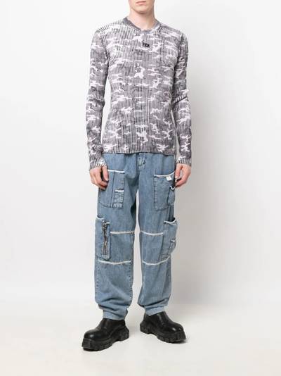 Diesel wide leg cargo distressed jeans outlook