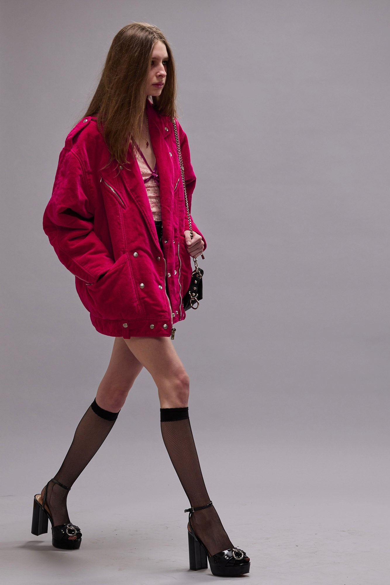 ELONGATED MOTORCYCLE JACKET - RASPBERRY - R13 - 3