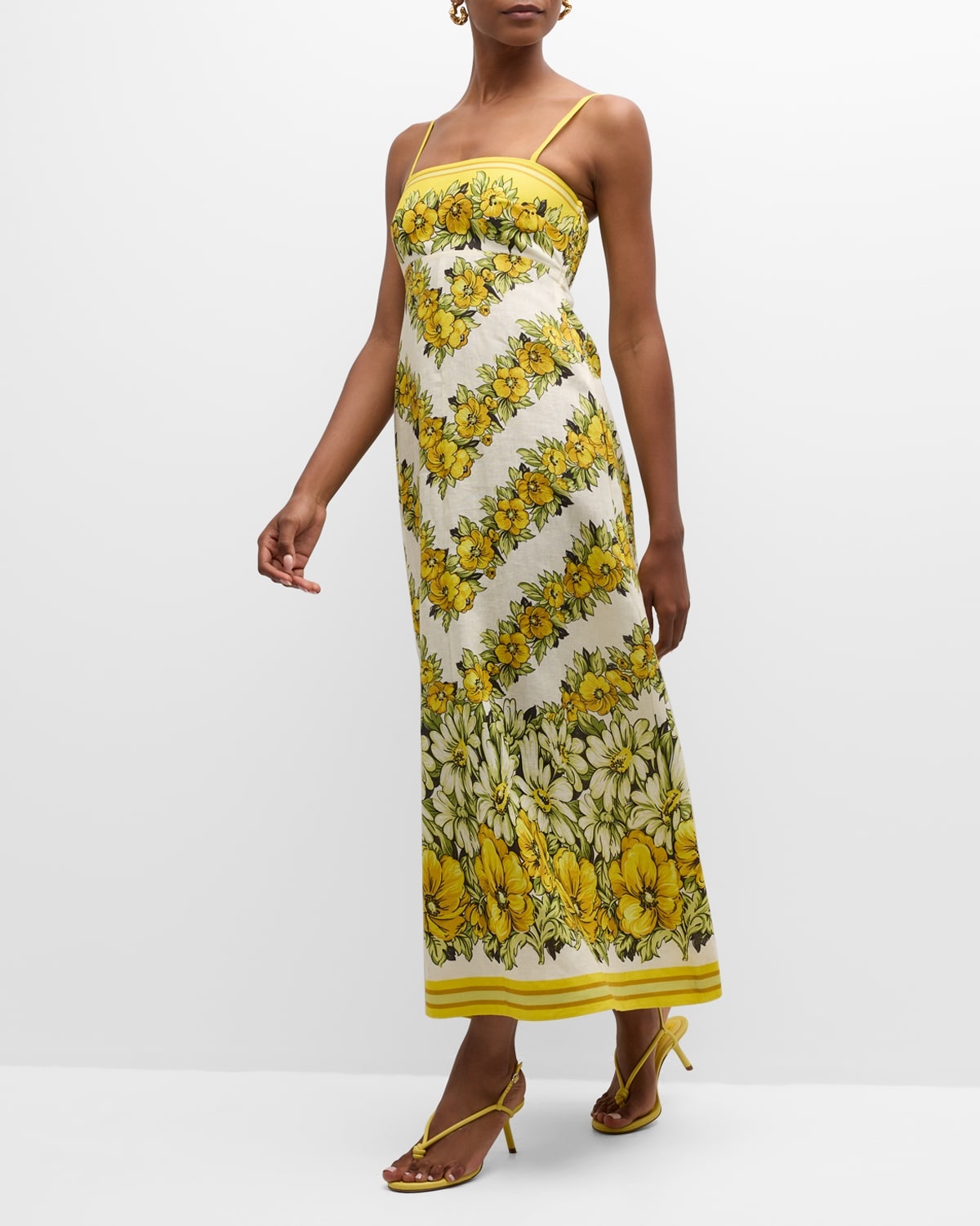 Gisela Floral Linen Sleeveless Midi Dress - 7