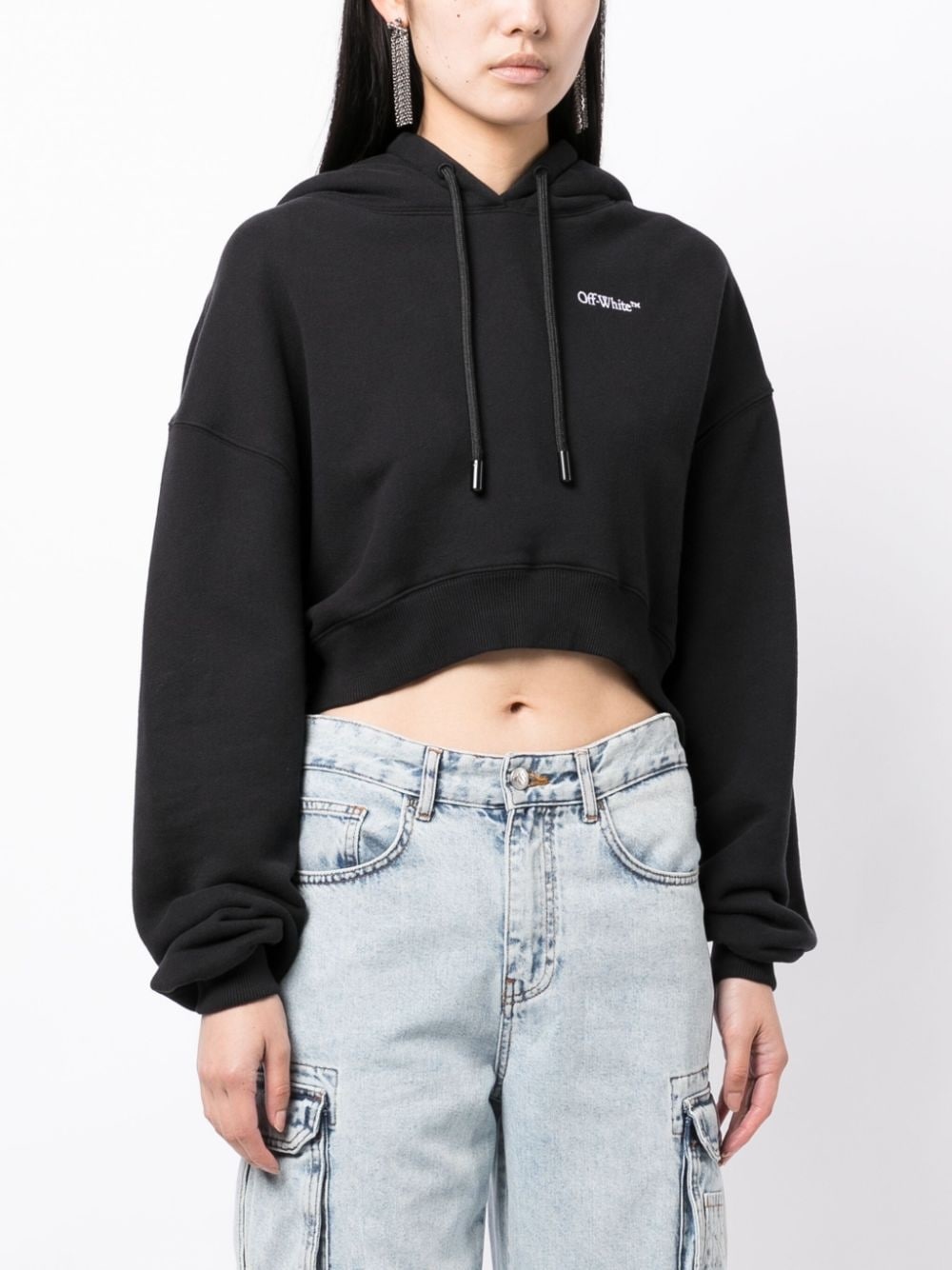 logo-print cropped hoodie - 3