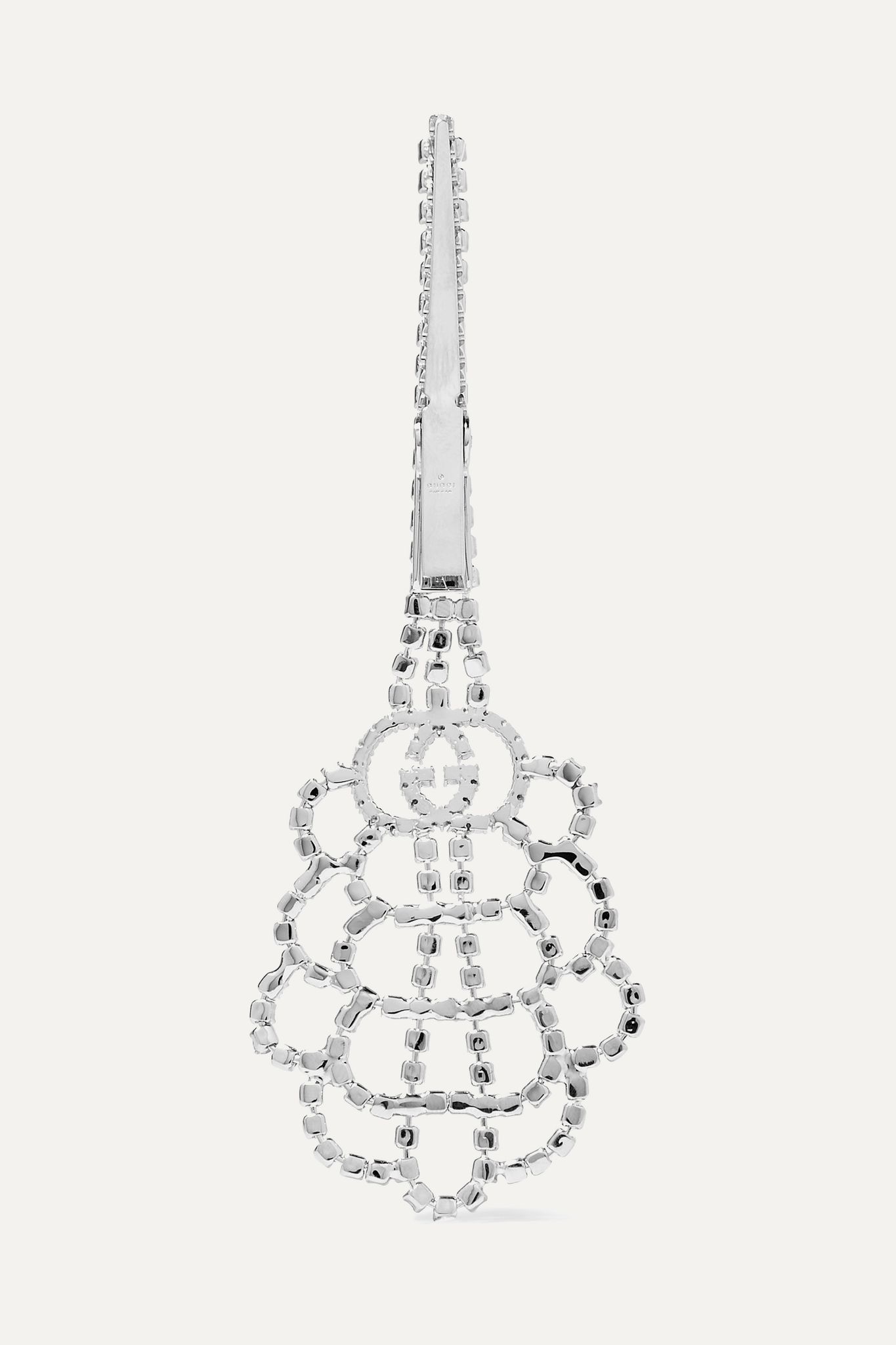 Palladium-tone crystal hair slide - 3