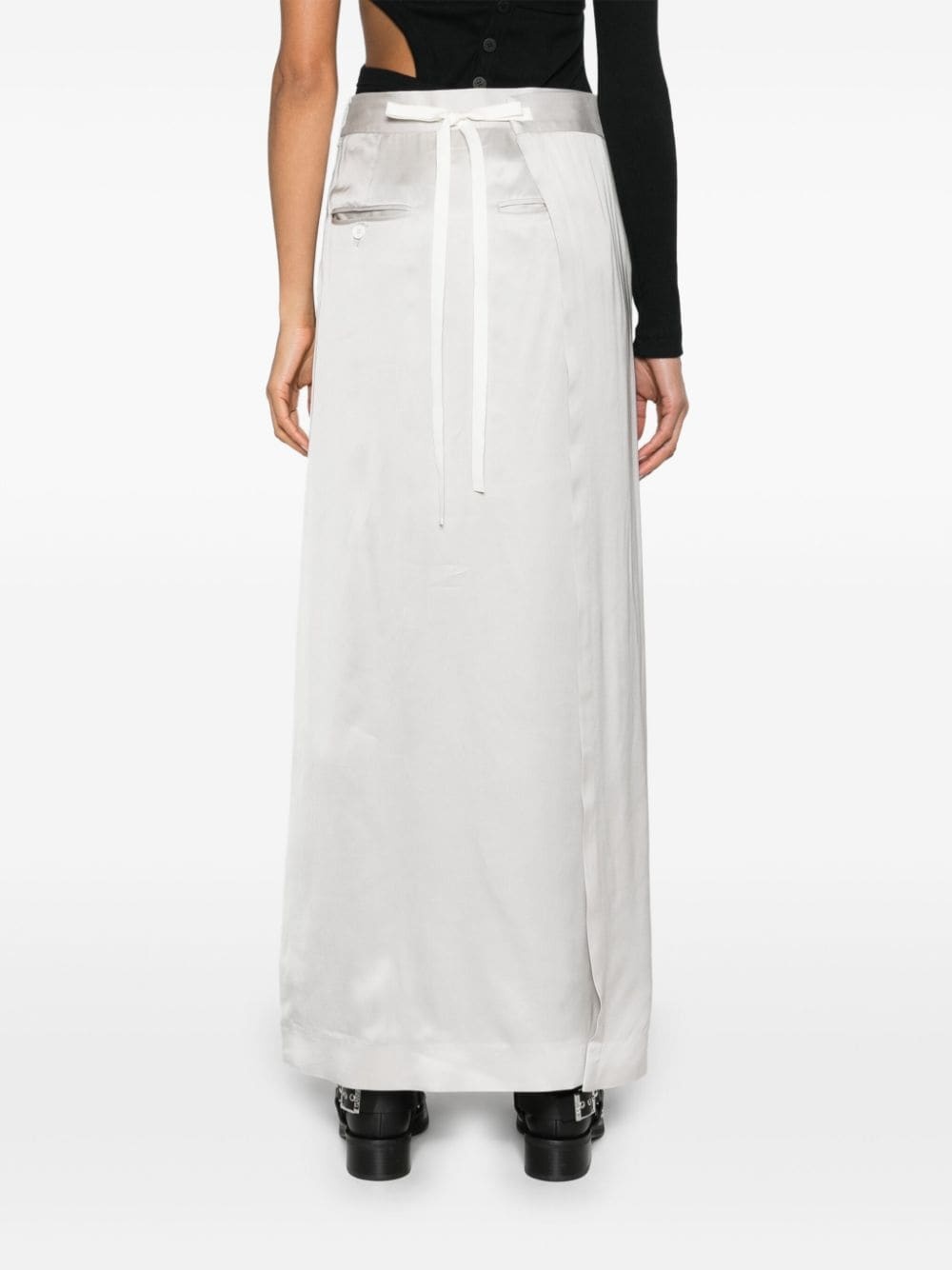 tailored satin wrap skirt - 4