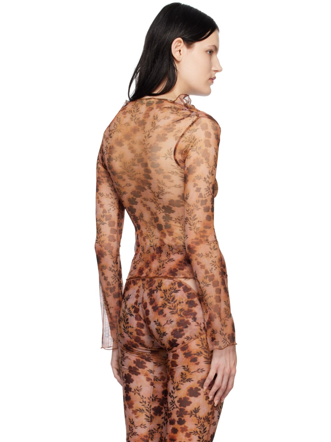Orange Clavicle Blouse - 3