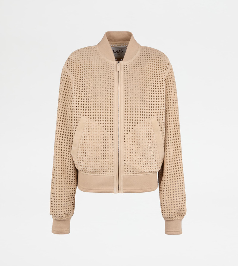 BOMBER JACKET IN PASHMY SUEDE - BEIGE 1