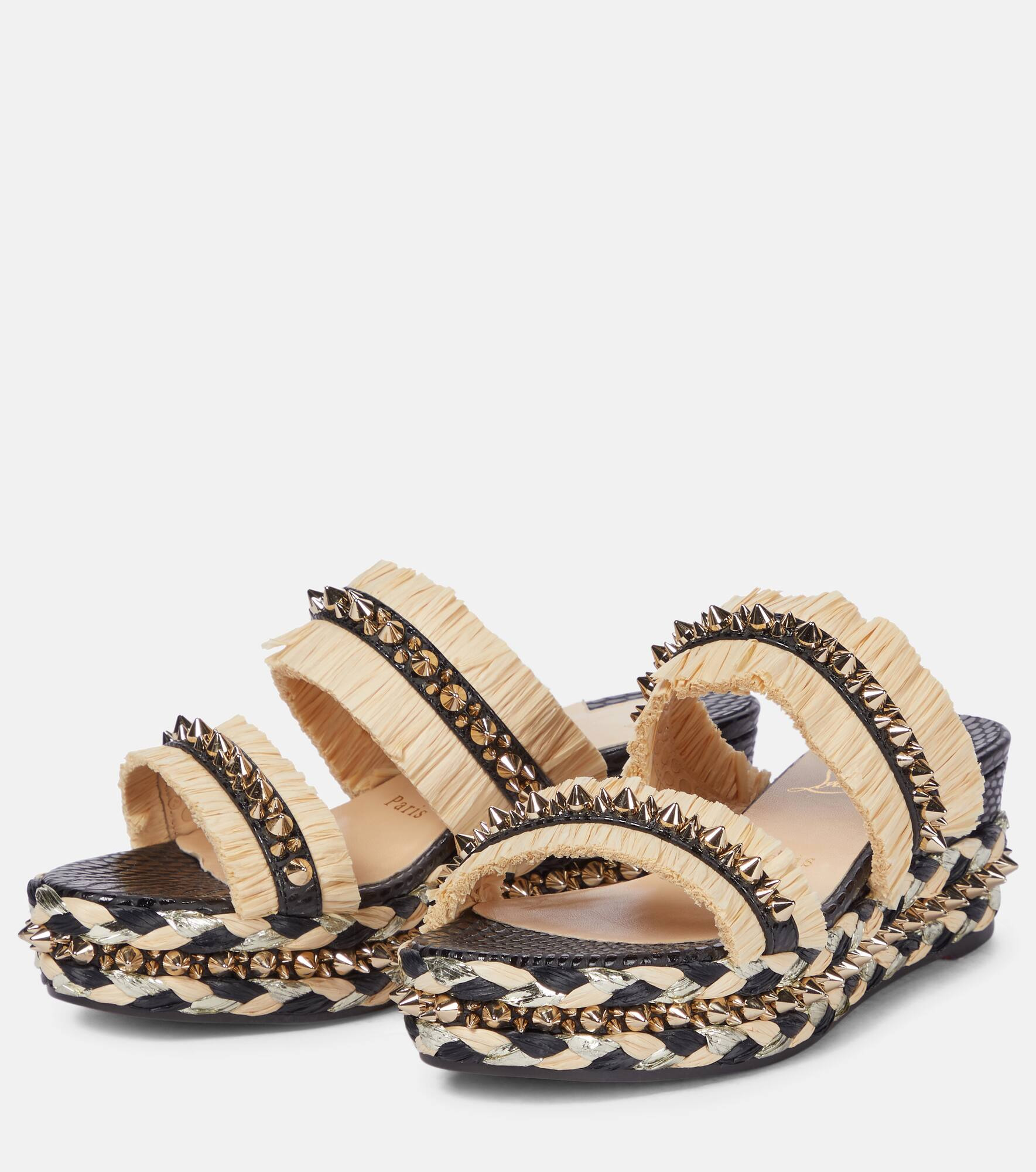 Voltinoudou raffia wedge sandals - 5