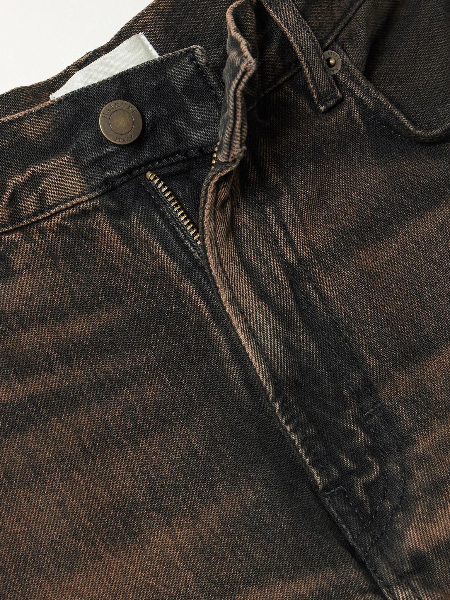 Korea high-rise wide-leg jeans Brown - 5