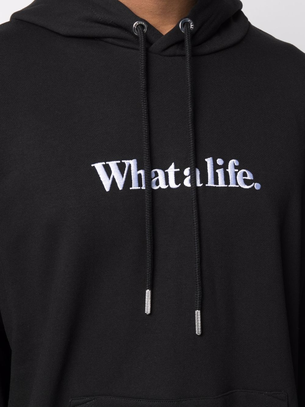 slogan-embroidery hoodie - 5