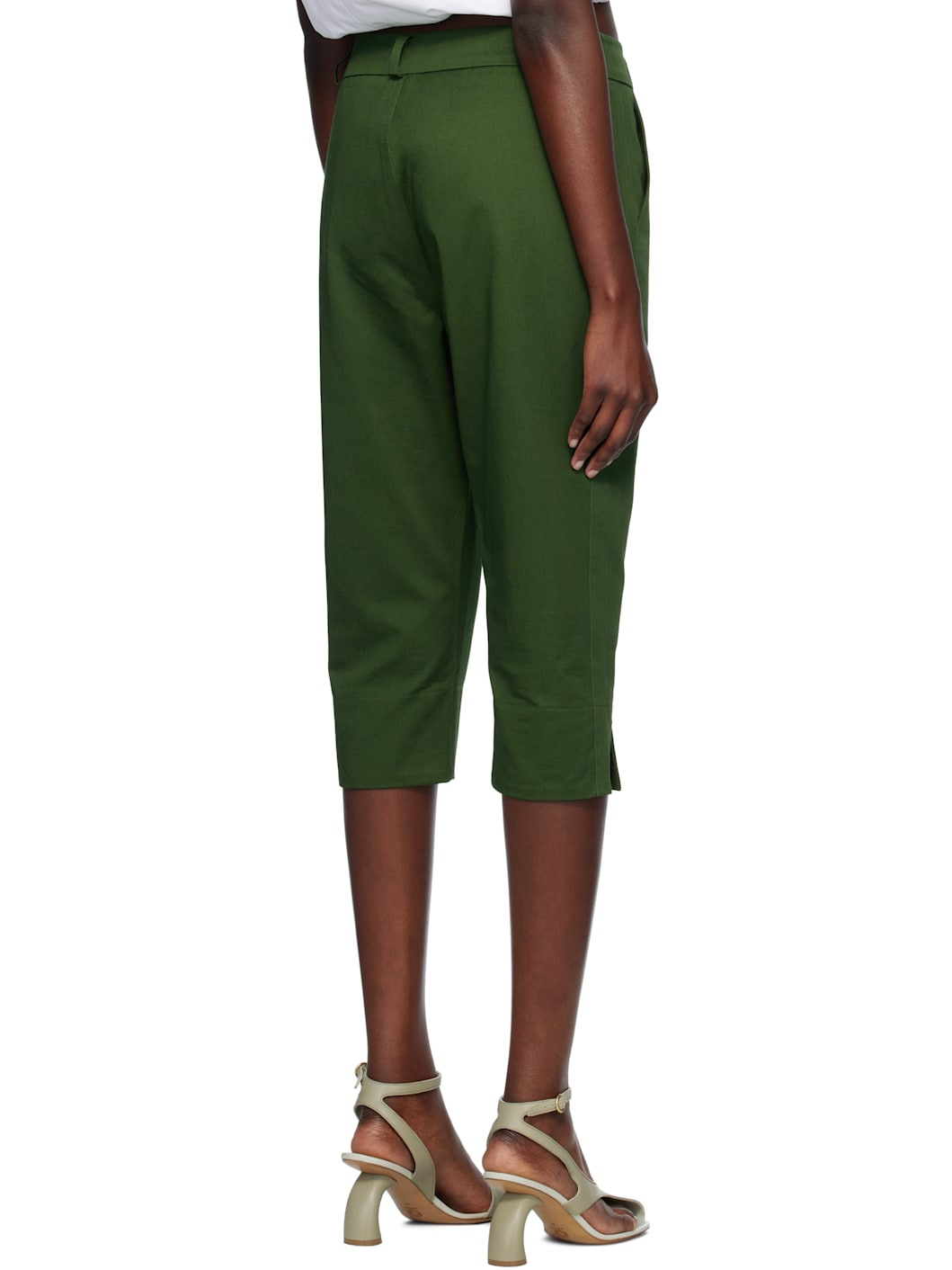 Green Sami Cropped Gabardine Trousers - 3