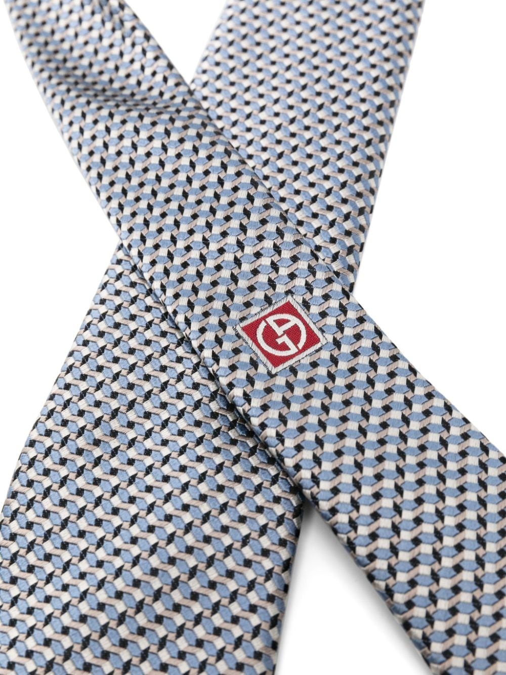 geometric-pattern silk tie - 2