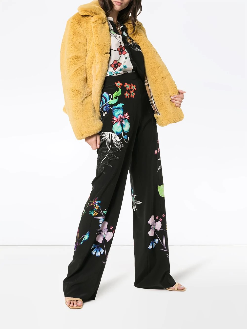 wide leg floral print trousers - 2