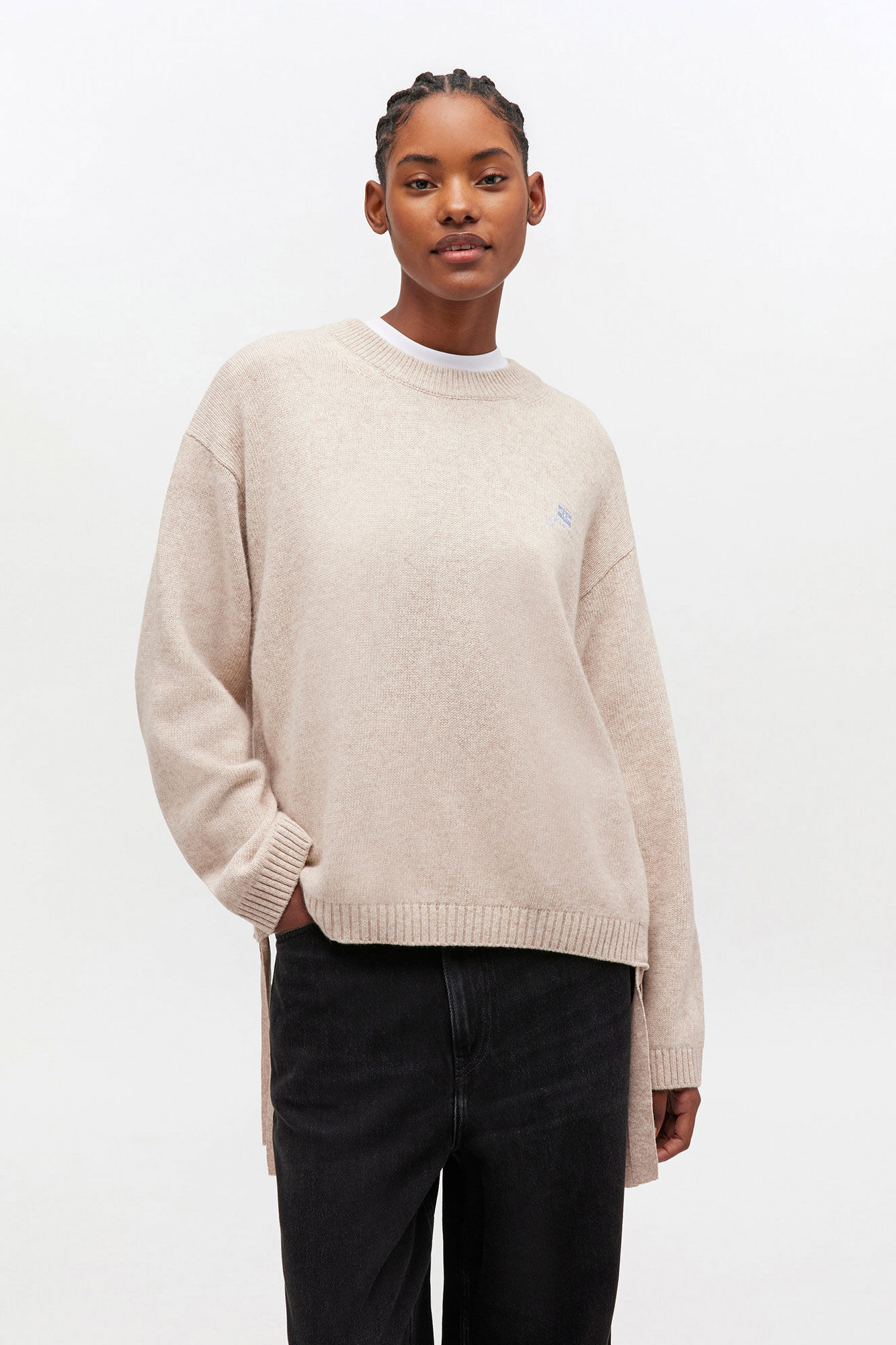 BEIGE WOOL MIX SWEATER - 3