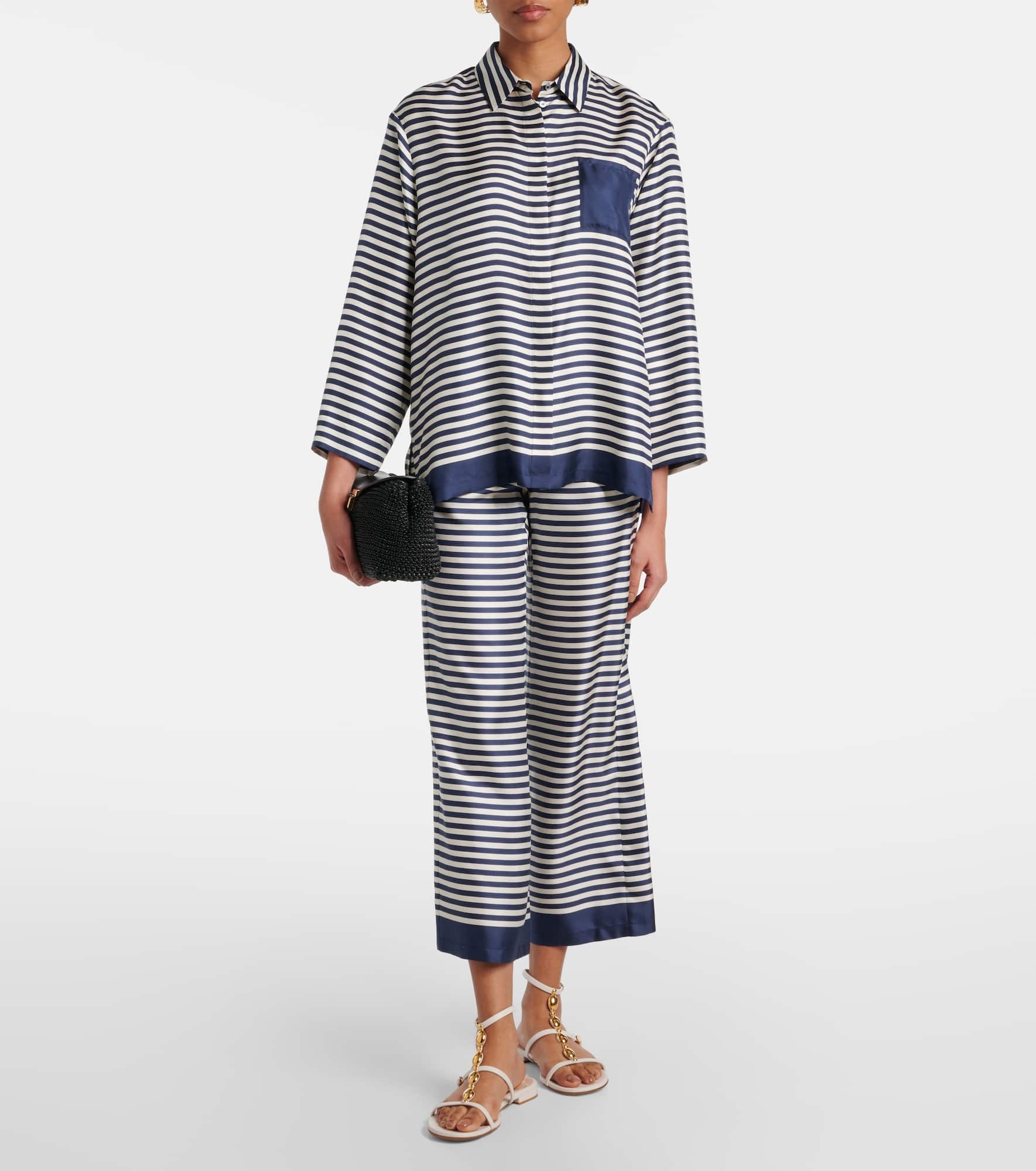 Nine striped silk wide-leg pants - 2