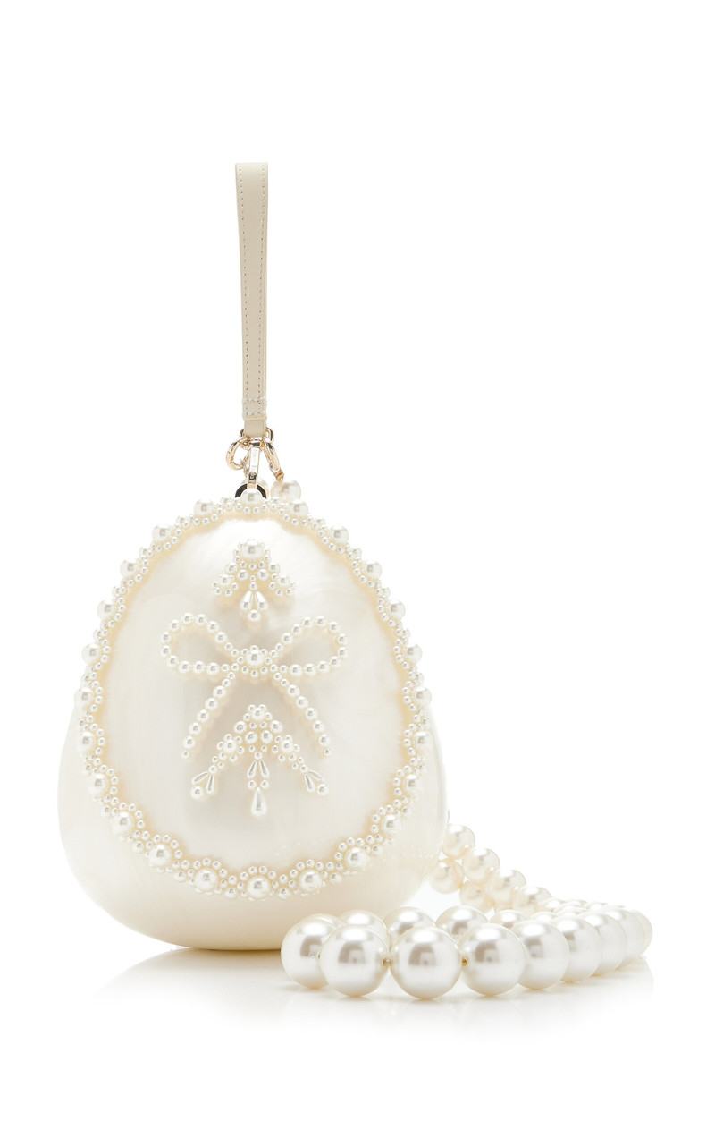 Large Egg Embellished Bag white 1