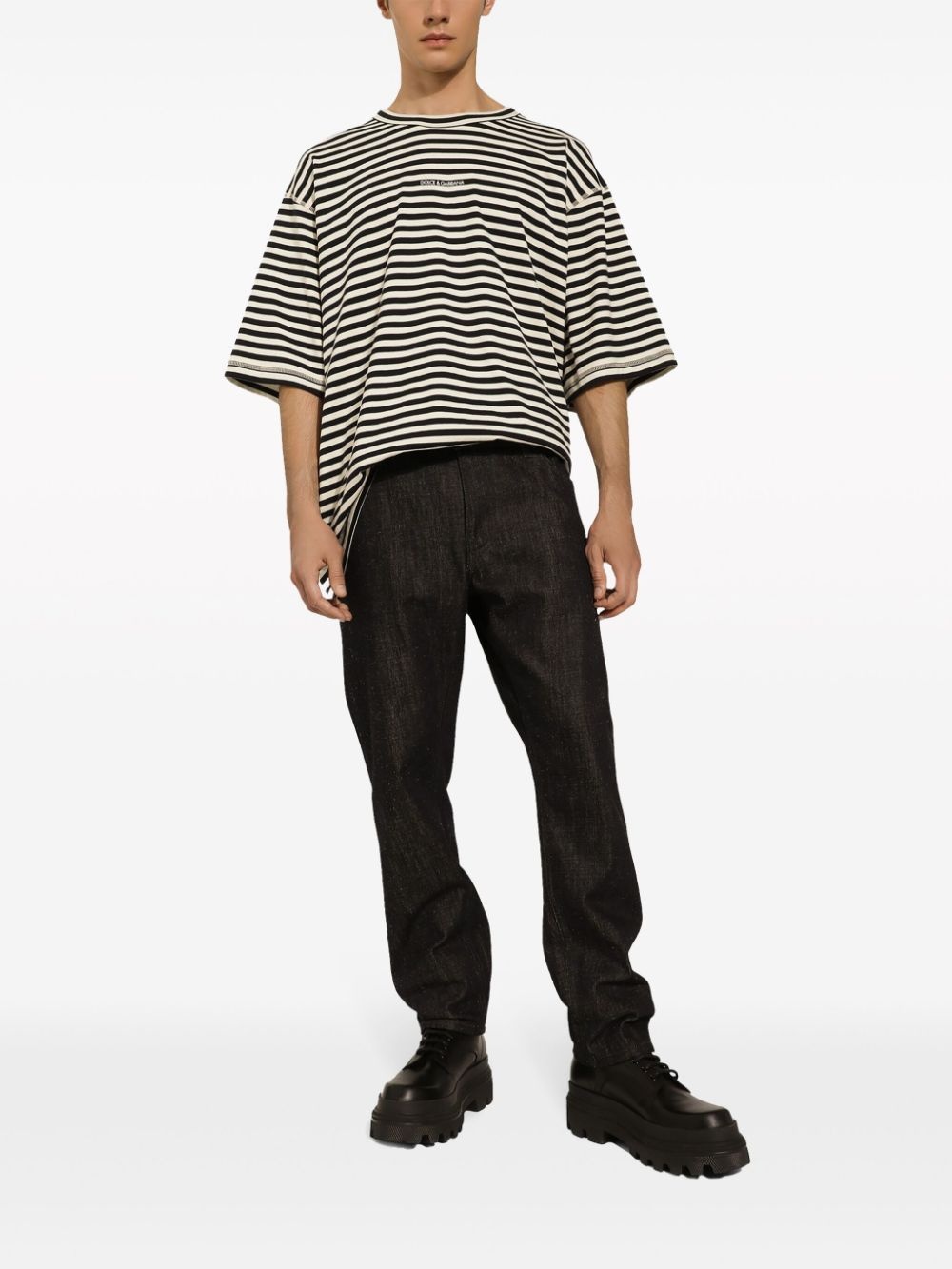 logo-embroidered striped T-shirt - 3