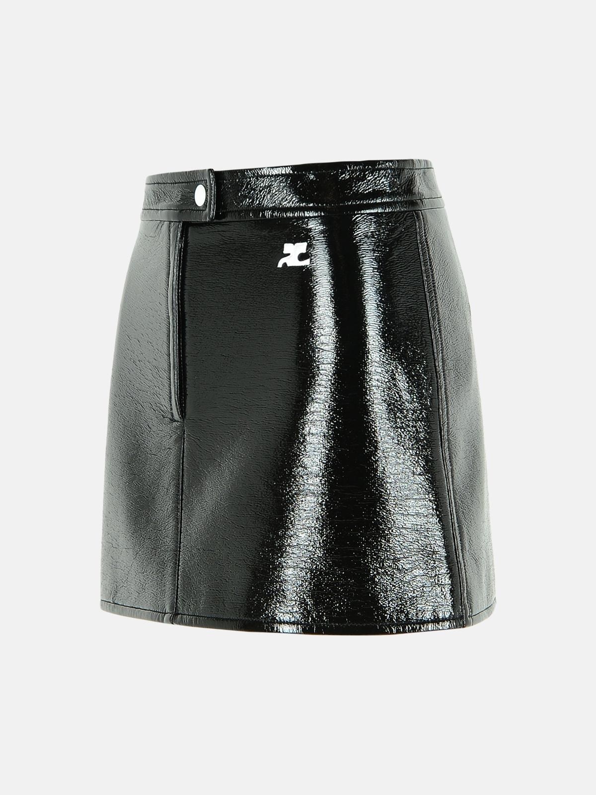 'REEDITION' BLACK COTTON BLEND MINISKIRT - 2