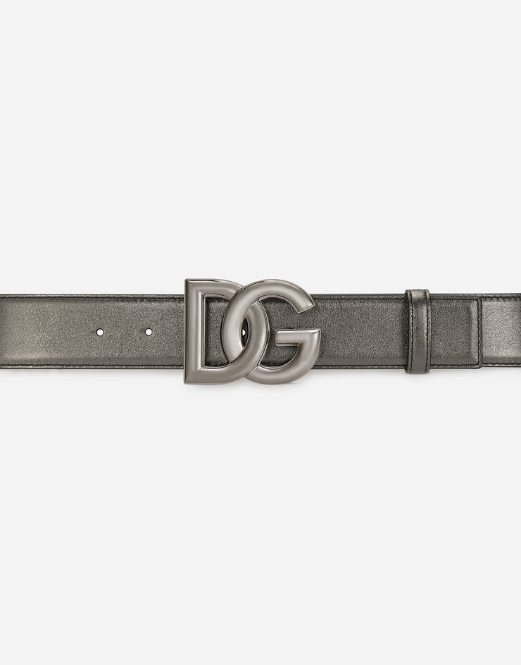 Calfskin belt with crossover DG buckle logo - 3