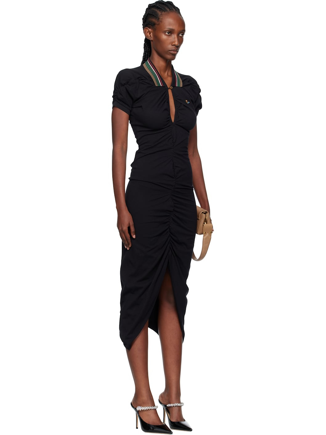 Black Pulling Midi Dress - 2