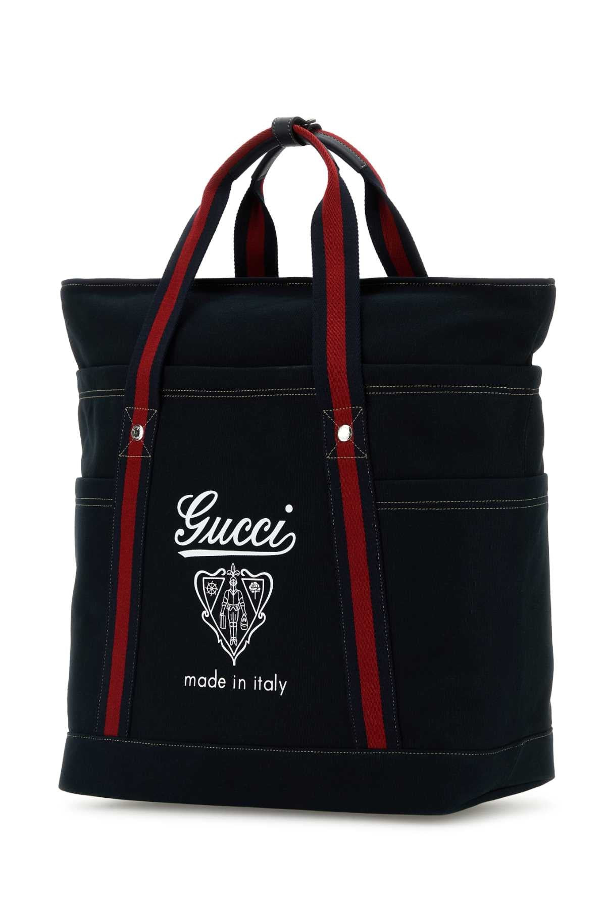 Gucci Men Midnight Blue Canvas Shopping Bag - 2