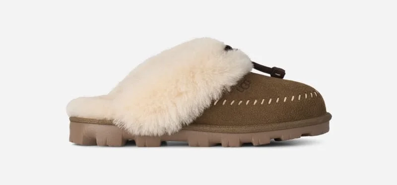 ® Women's Coquette Stitch Sheepskin Slippers in Light Bronze - 1