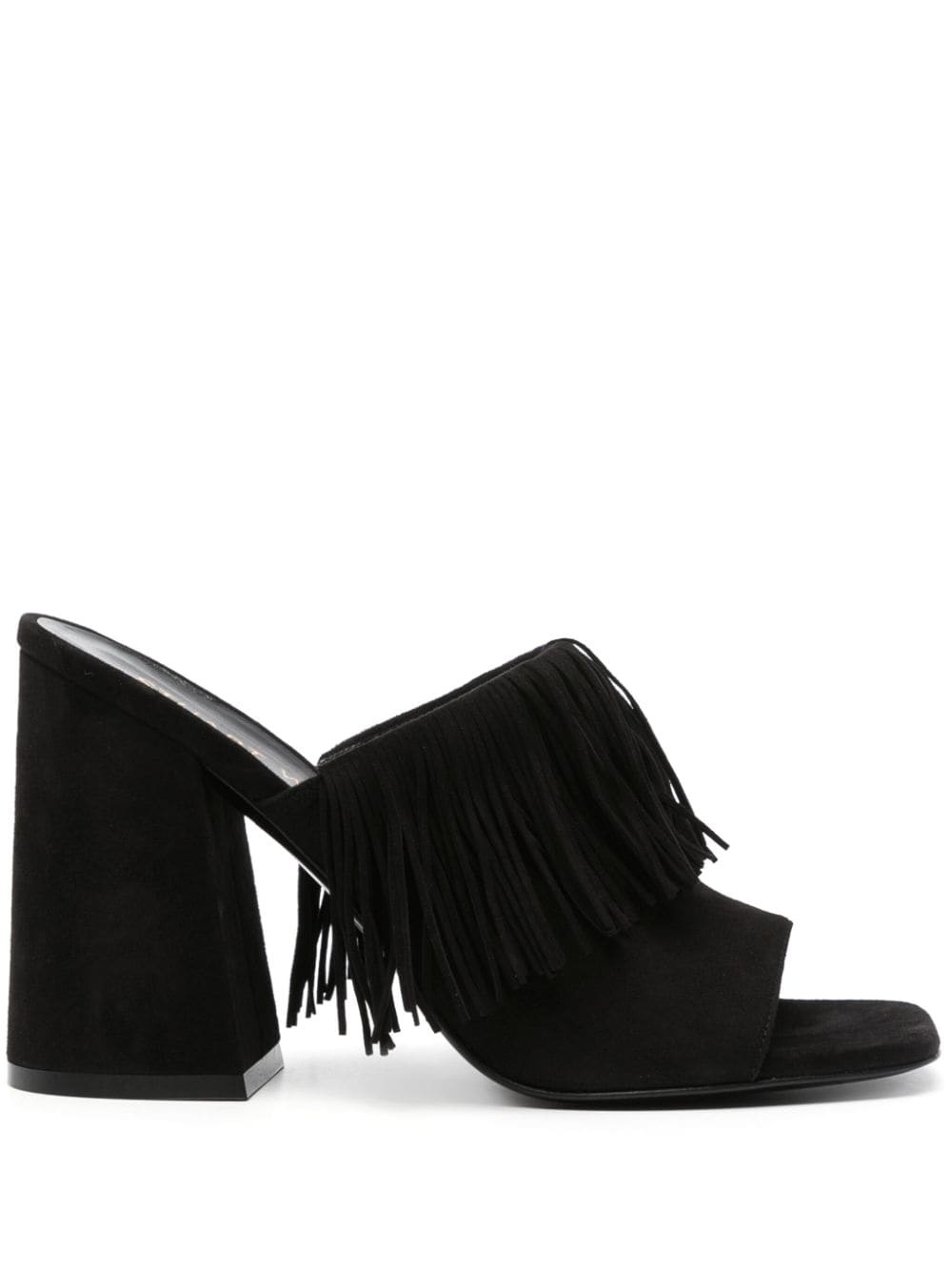 Tia Fringe 100mm suede mules - 1