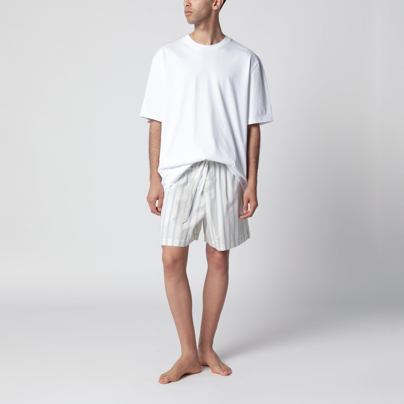 TEKLA White shorts with light blue stripes outlook