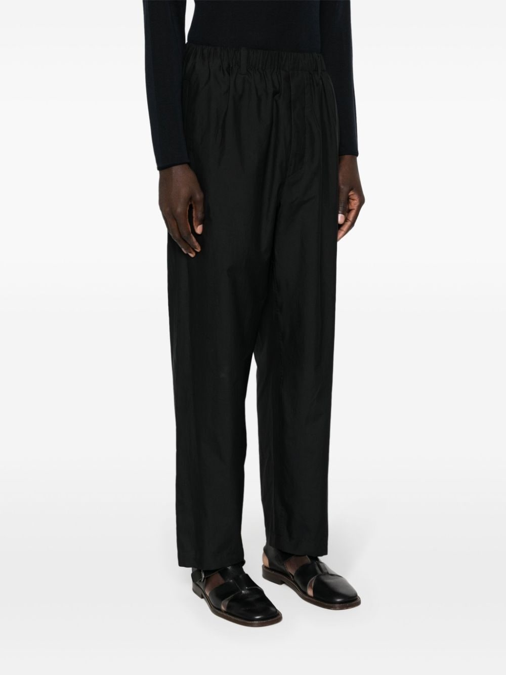 poplin straight leg trousers - 4