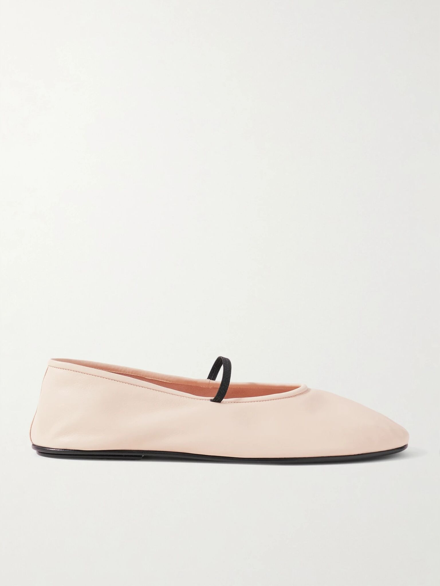 Elastic leather ballet flats Ecru - 1