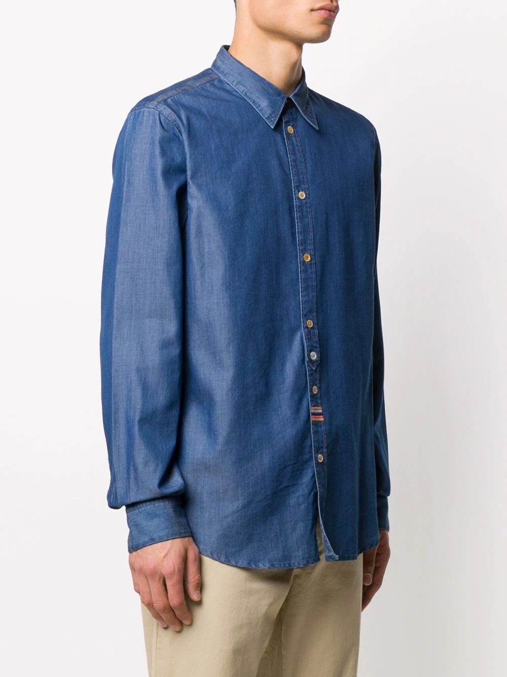 embroidered-stripe denim shirt - 3