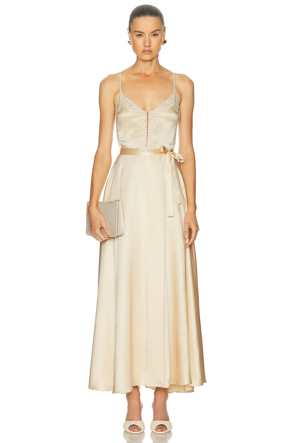 Lace Silk Midi Dress - 1