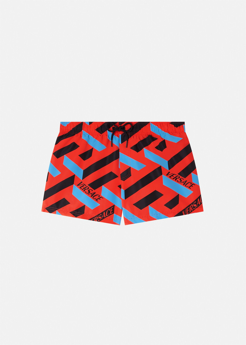 Greca Signature Print Short Swim Shorts 1