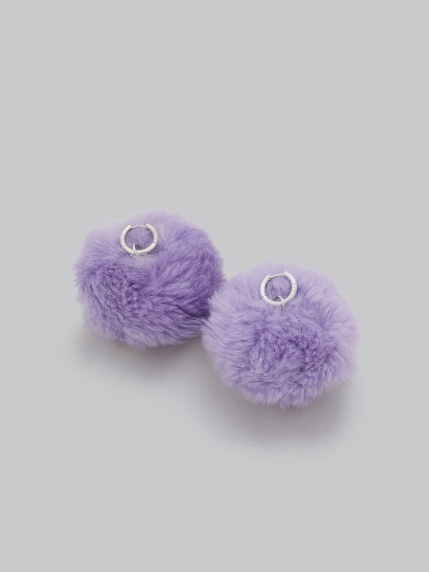 PURPLE FLUFFY POM-POM EARRINGS - 4