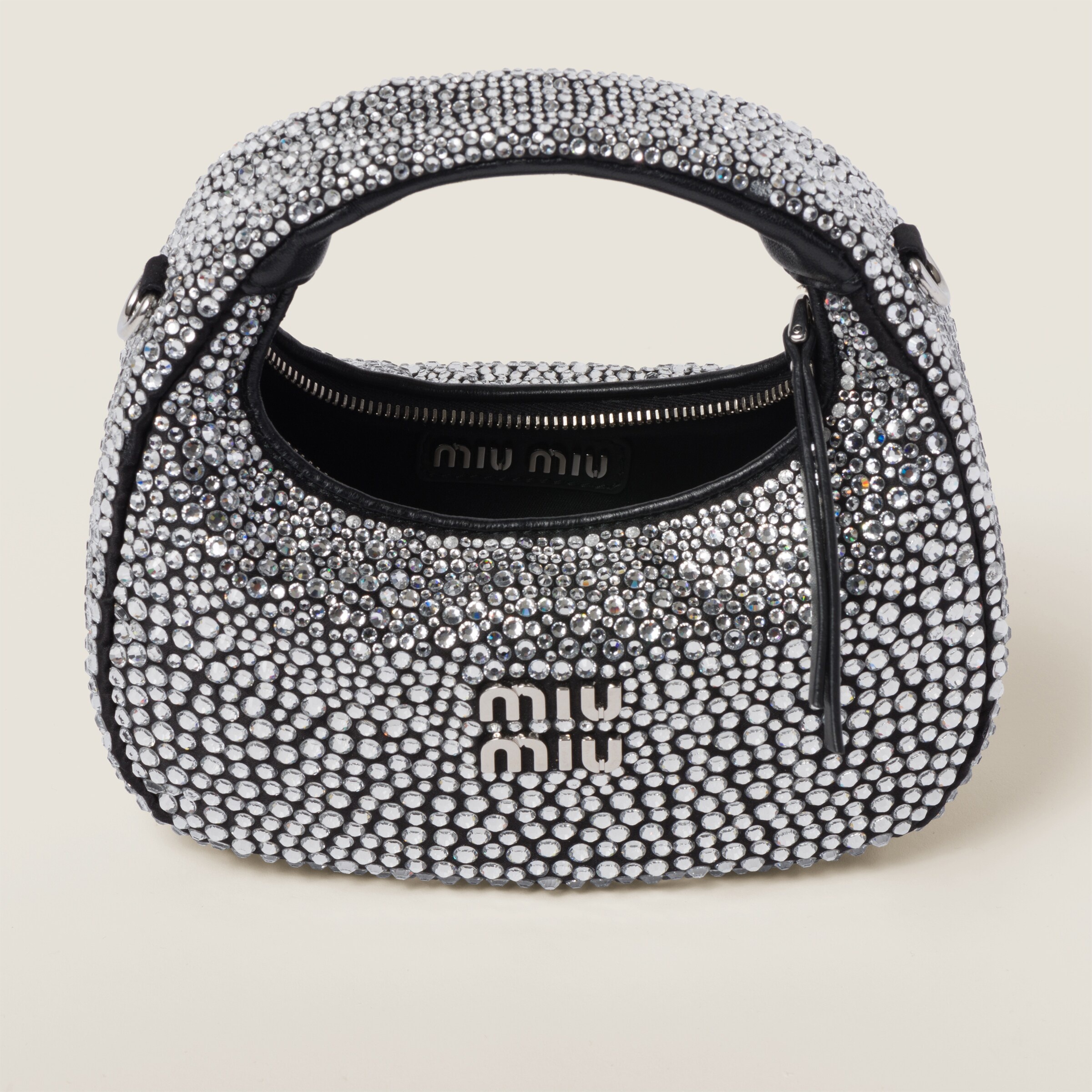 Wander satin and silk mini hobo bag with synthetic crystals - 5