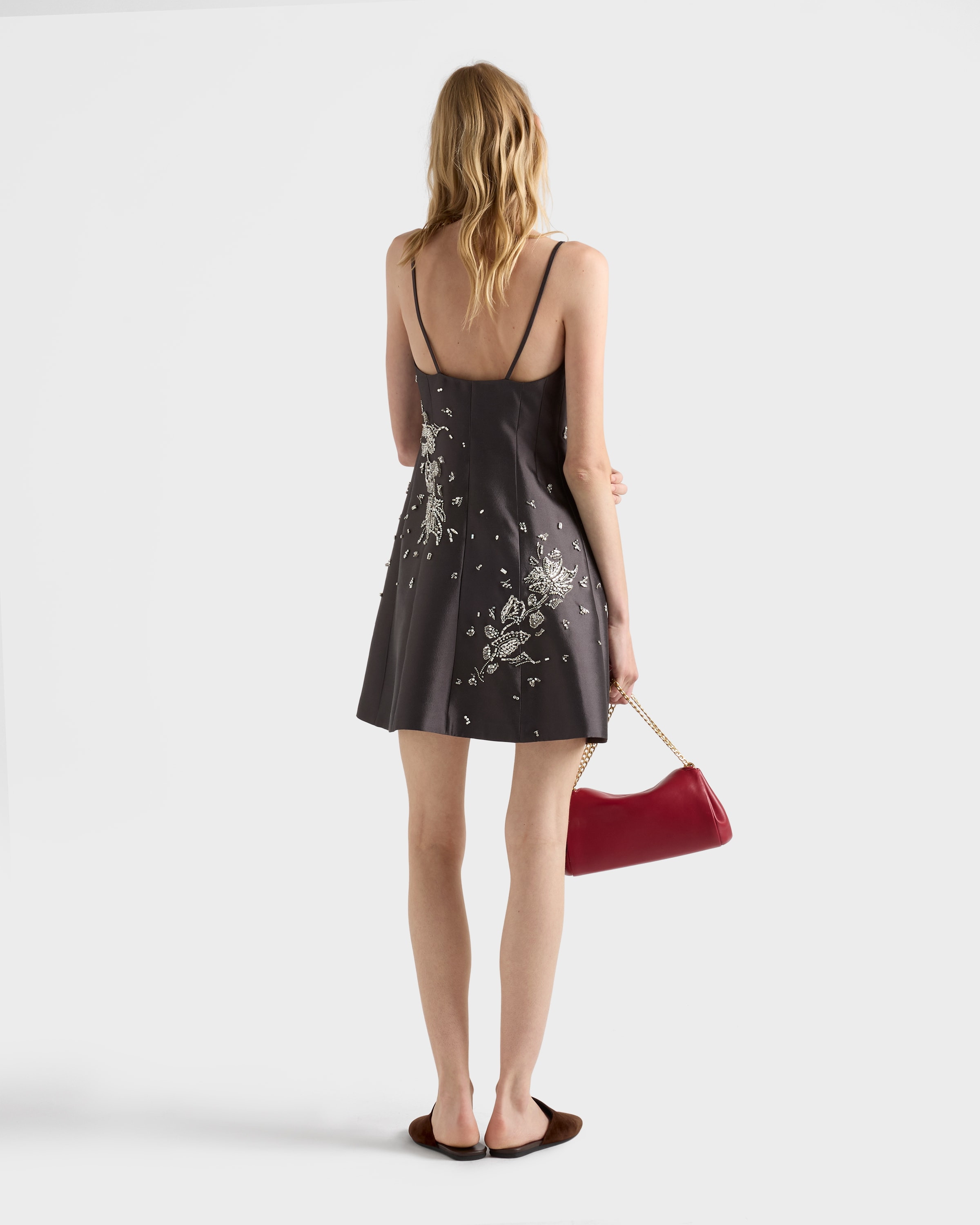 Embroidered silk and wool mini-dress - 5