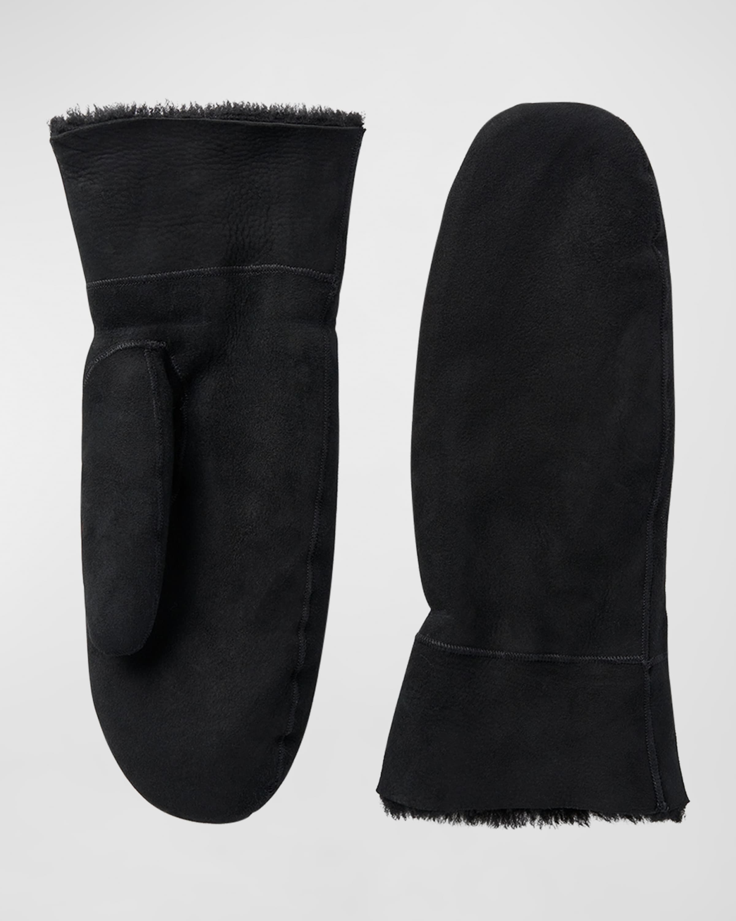 Suede & Shearling Mittens - 1