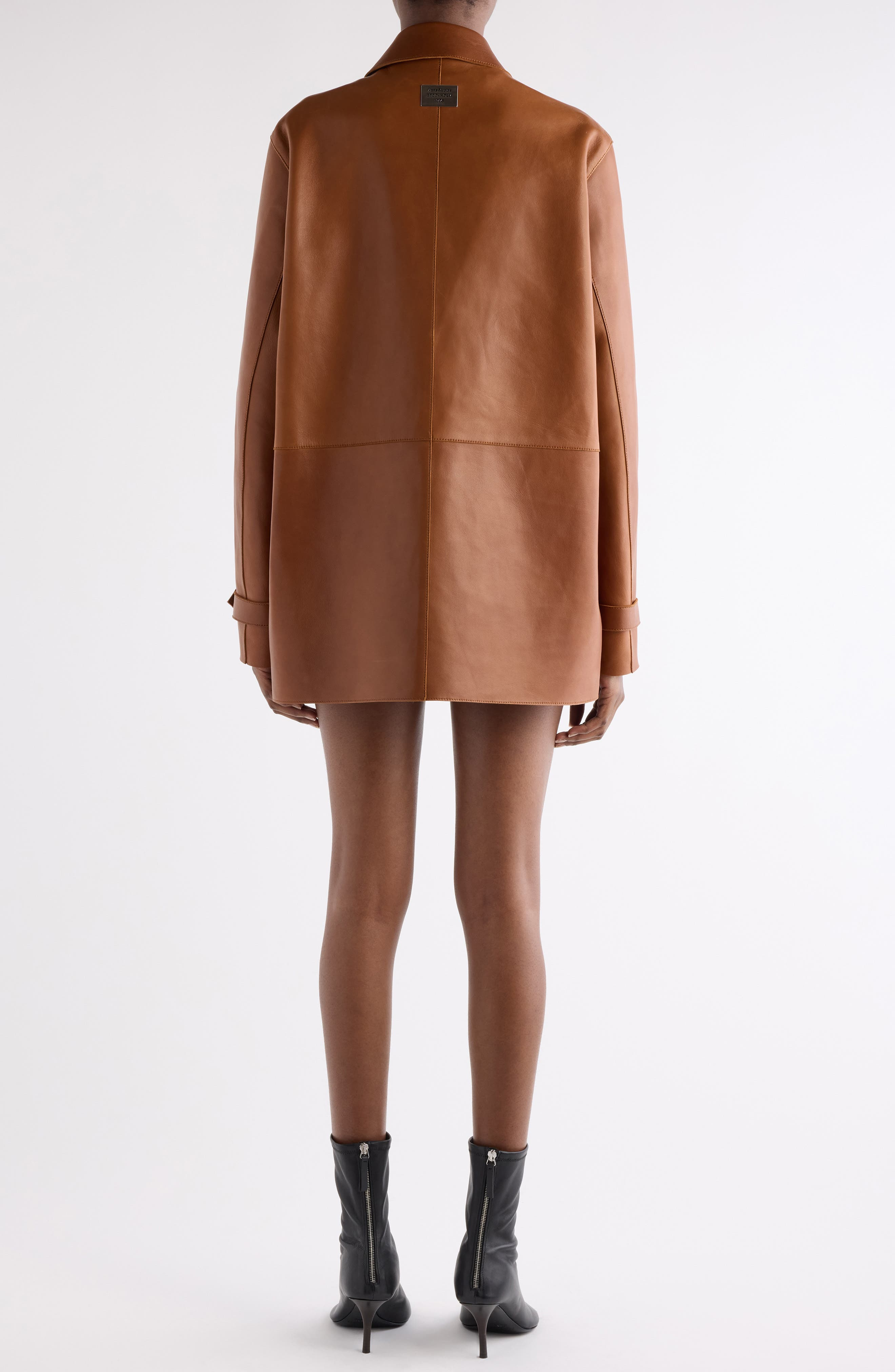 Acne Studios Lorassino Lambskin Leather Jacket in Cognac Brown at Nordstrom - 3