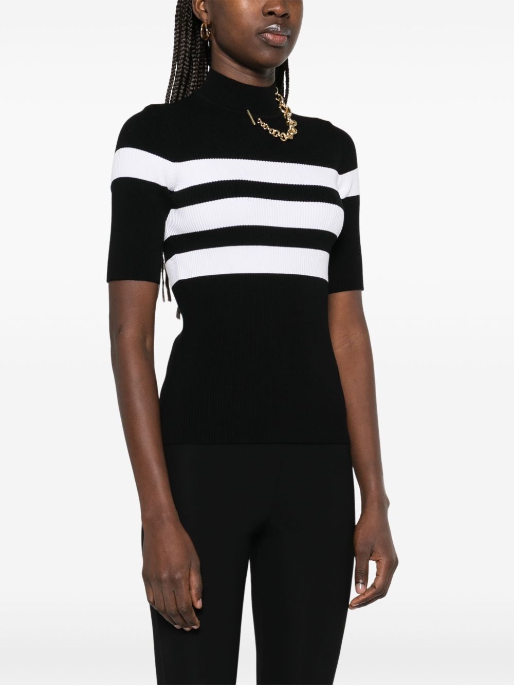 striped knitted T-shirt - 3