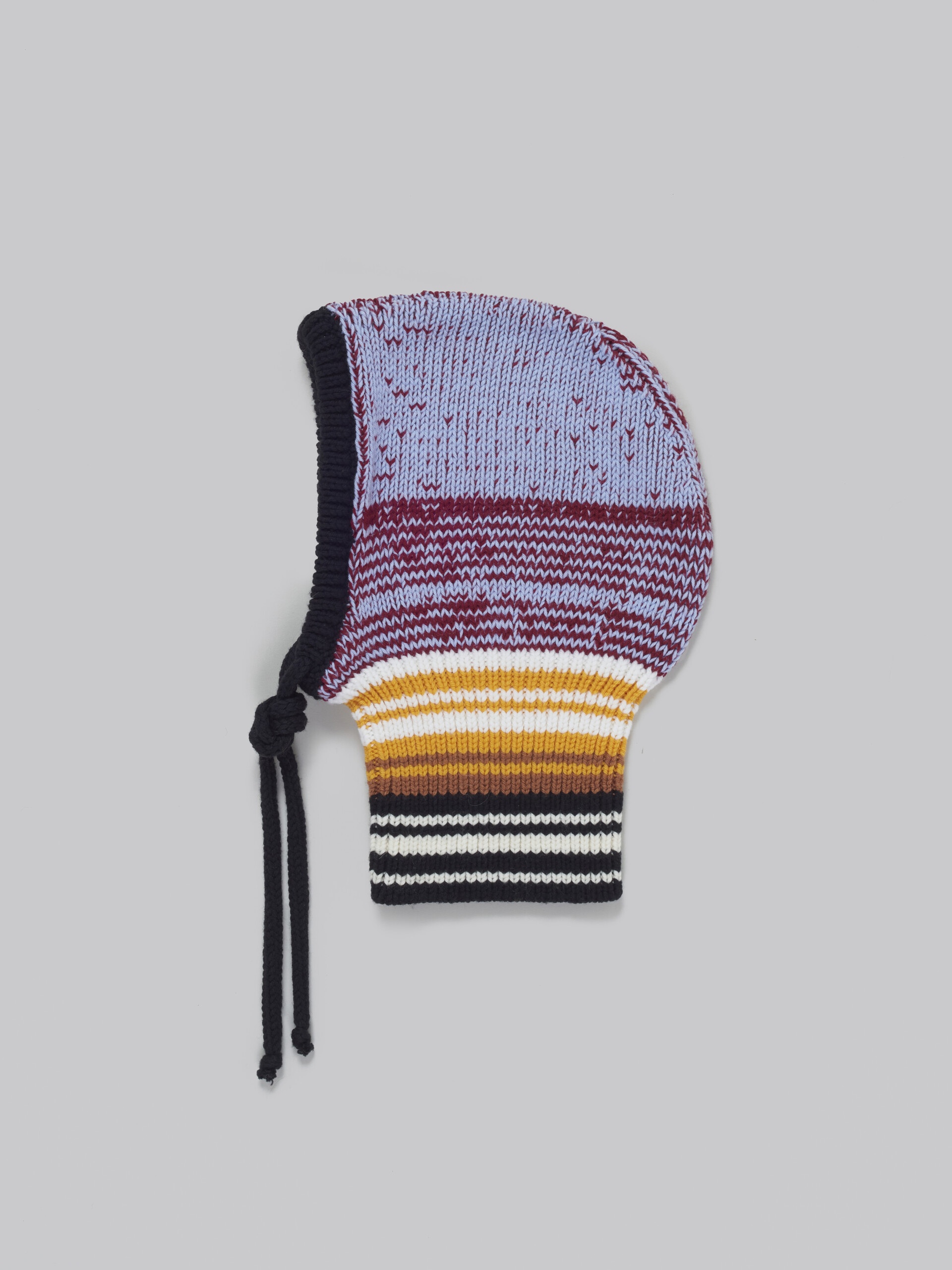 BROWN MOULINÉ BALACLAVA WITH STRIPED NECK - 3