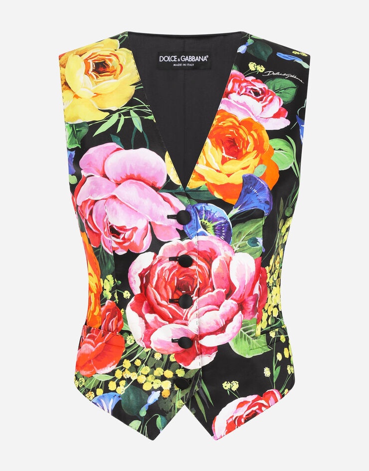 Bouquet-print Mikado vest - 3