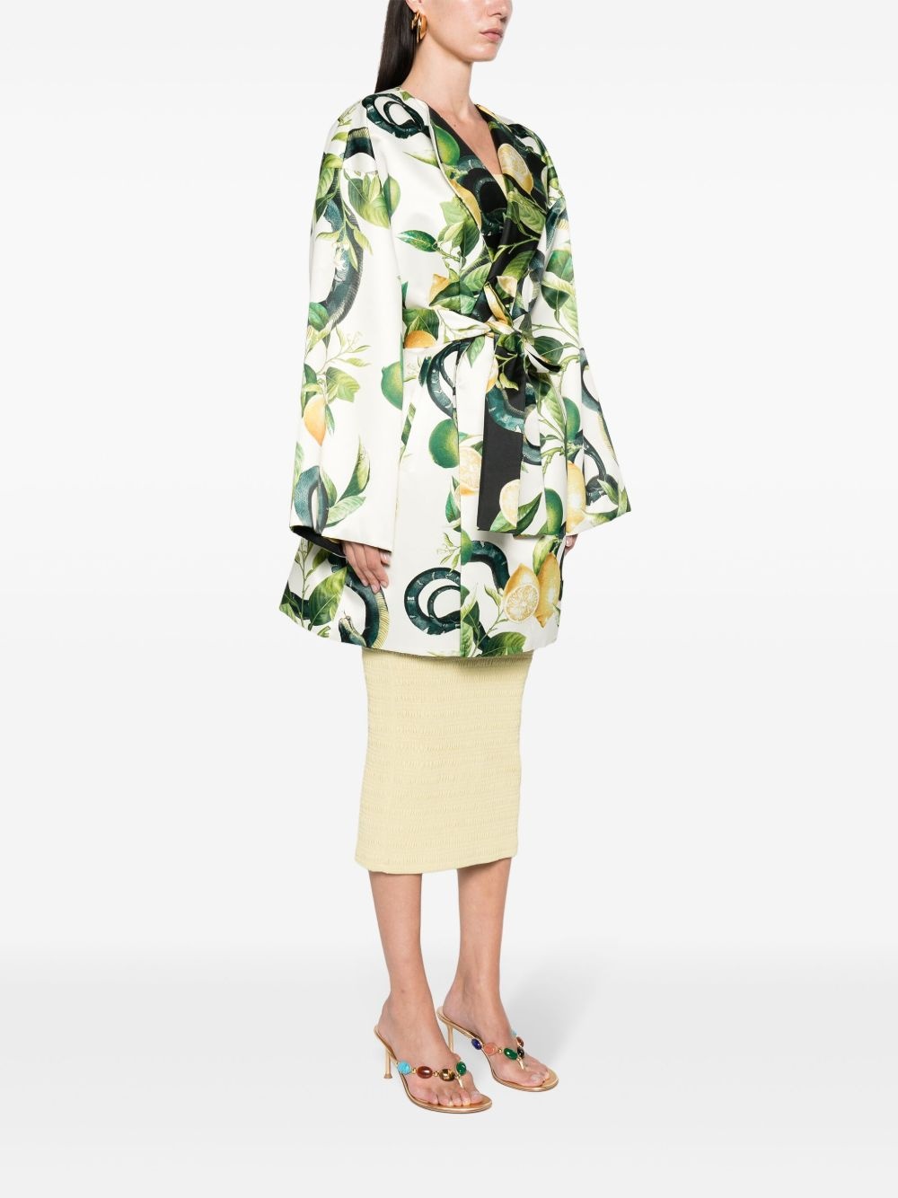 Lemon-print silk coat - 3