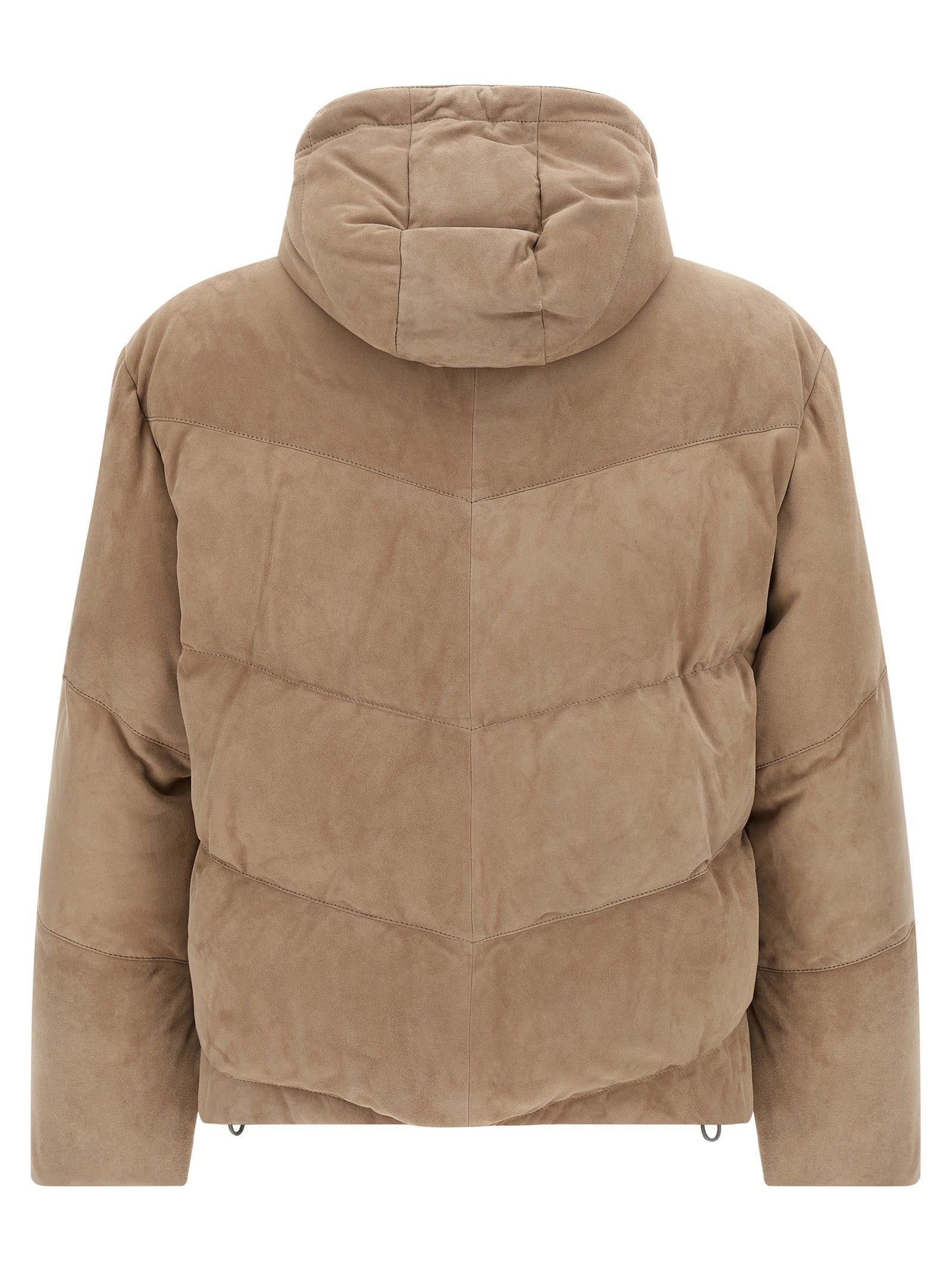 Suede Down Jacket Puffer Jackets Beige - 2