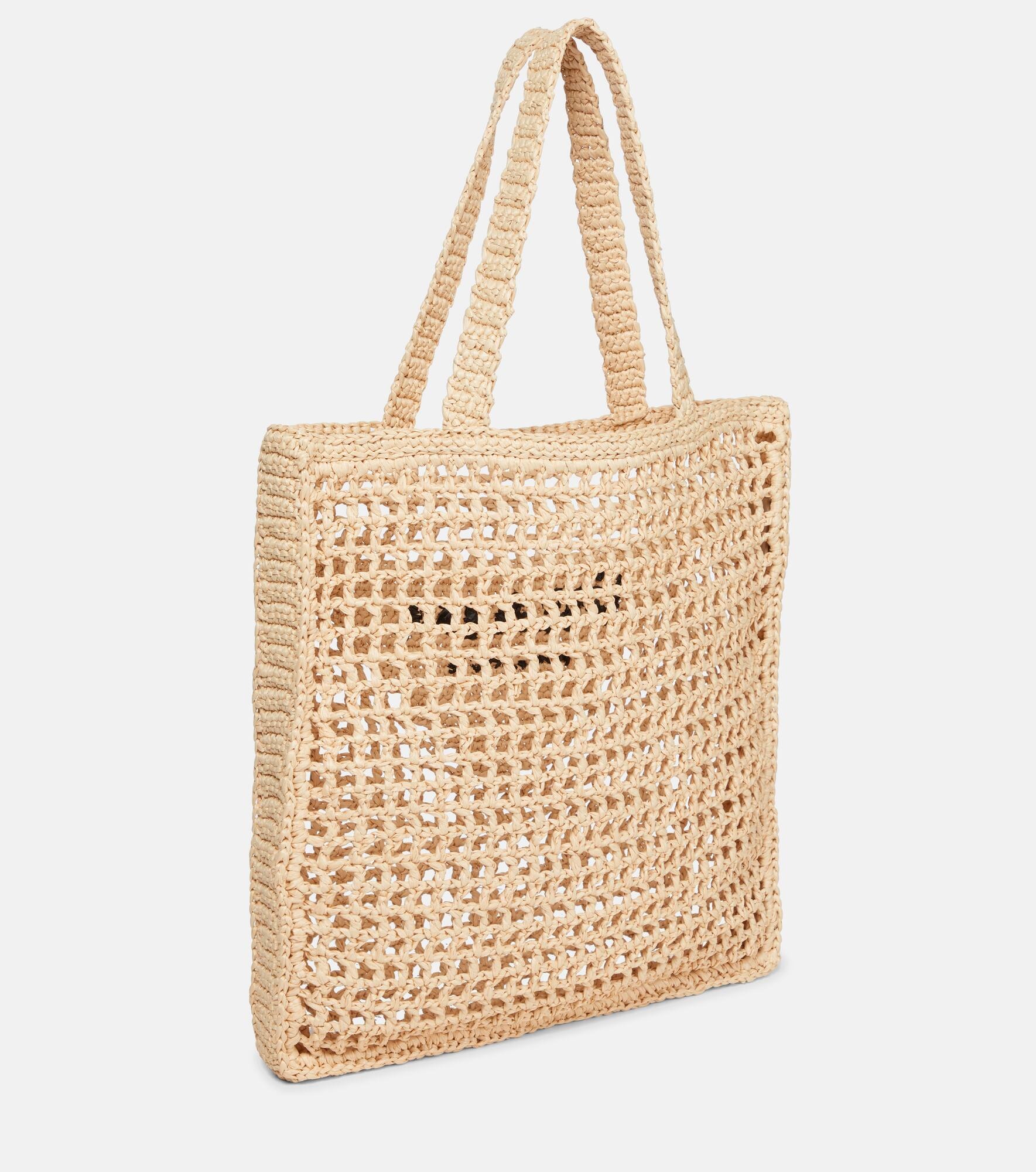 Small logo raffia tote - 4