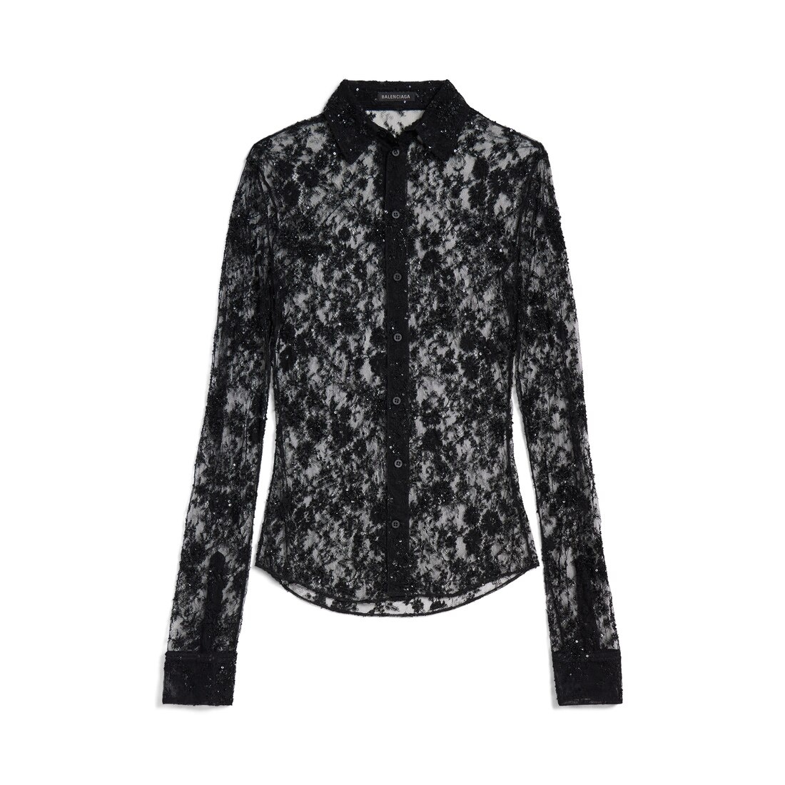 Women's Embroidered Fitted Shirt in Black - 1