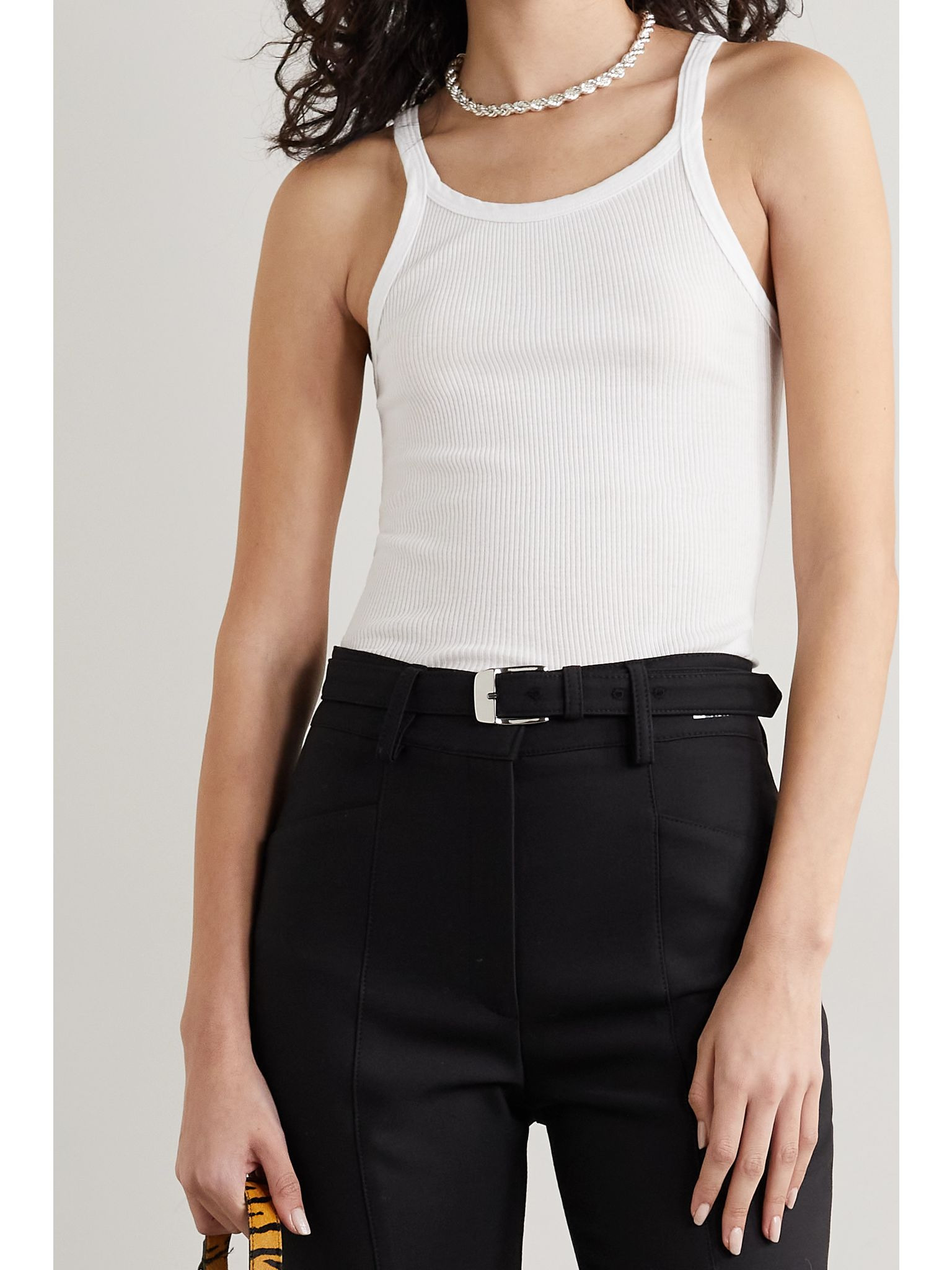 Ribbed cotton-jersey tank White - 3