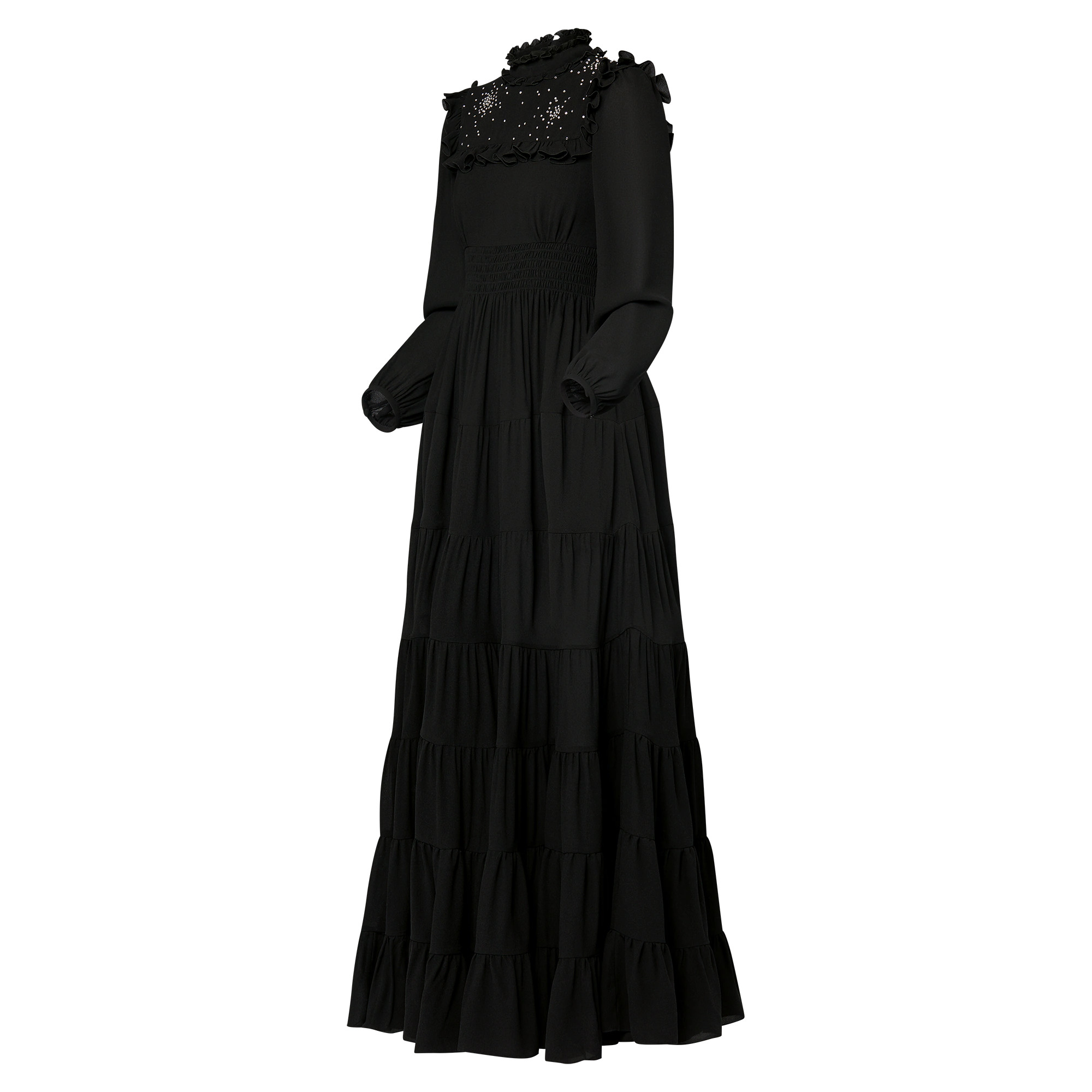 Rhinestone Bib Tiered Gown - 2