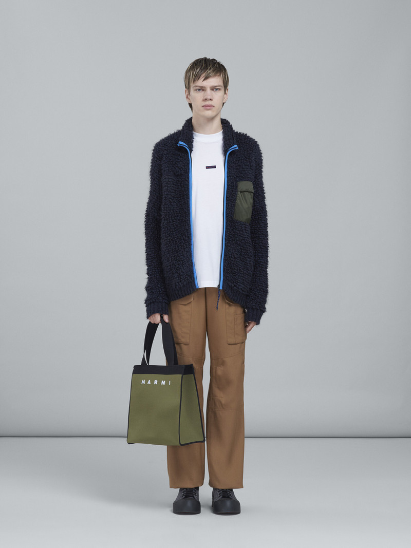 Marni GREEN AND BLACK JACQUARD SHOPPING BAG outlook