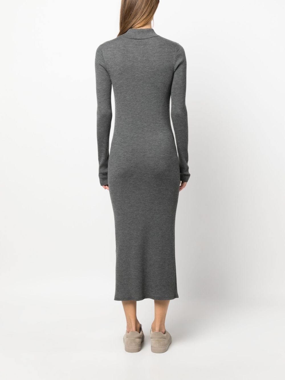 polo-collar wool dress - 4