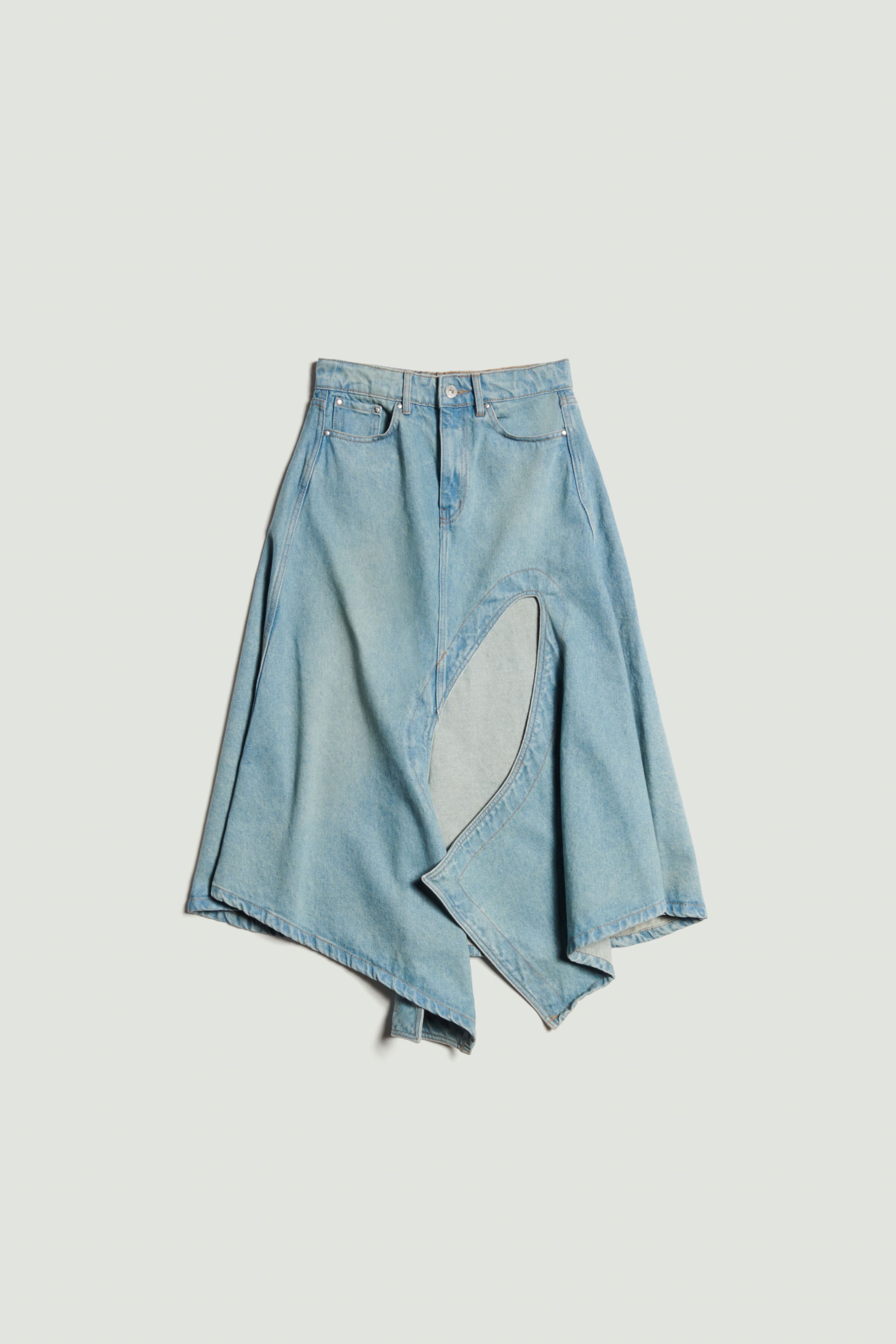 Cut Out Denim Skirt - 1