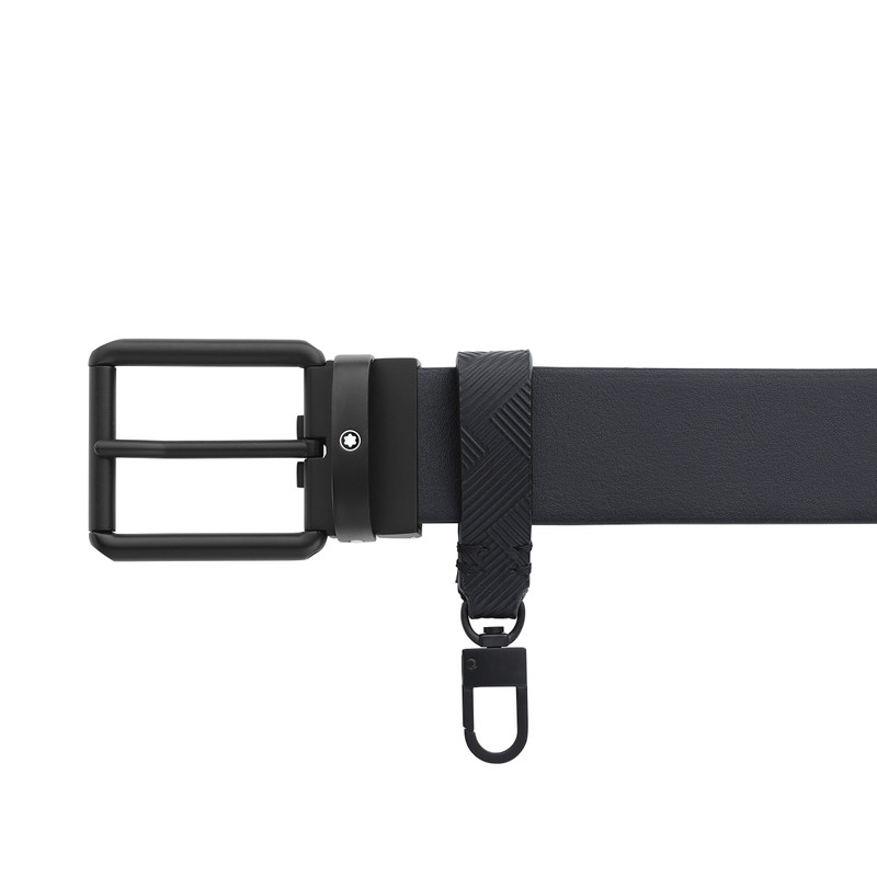 Printed black/plain black 35 mm reversible leather belt 4