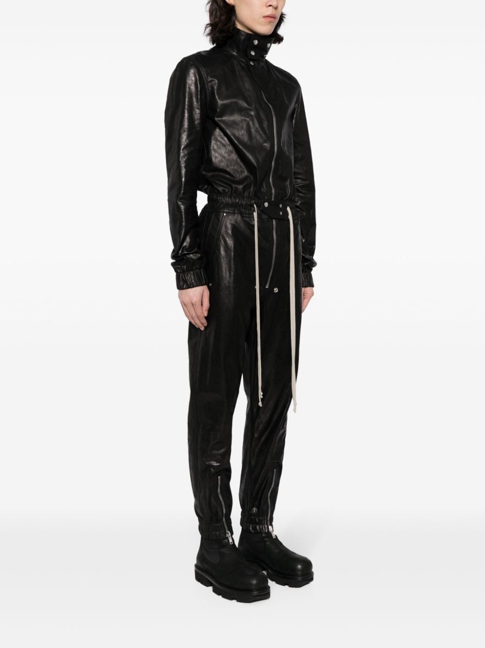 tapered-leg leather jumpsuit - 3